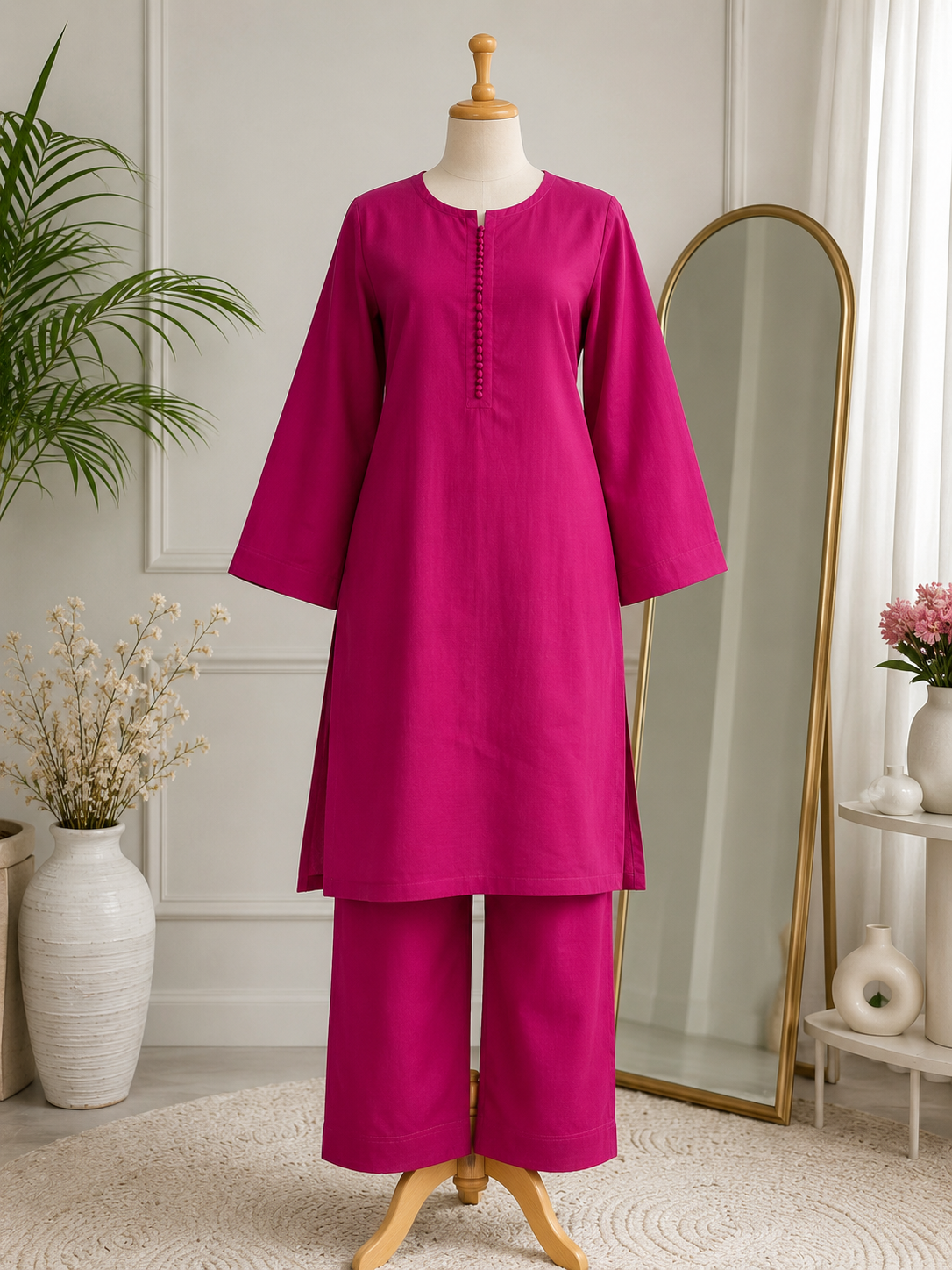 Al Juhra Premium 2 Piece Suit - Magenta Pink